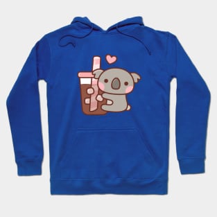 Cute Little Koala Bear Hugging Iced Coffee Hoodie